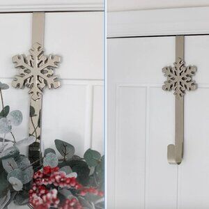 Silver Snowflake Wreath Hanger Festive Door Decor